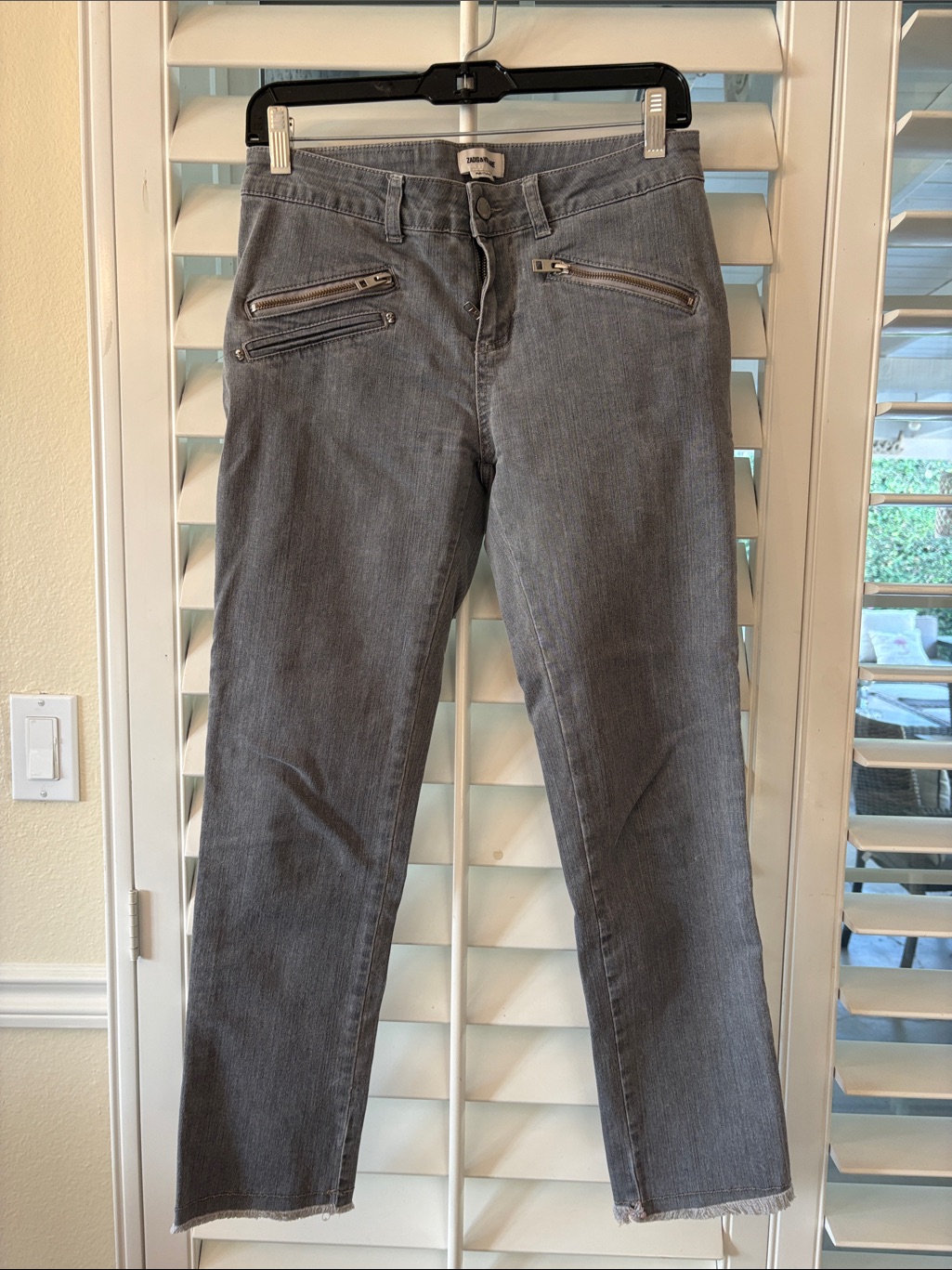 Zadig And Voltaire Women's Gray Straight-Leg Jeans With Front Zipper Detail